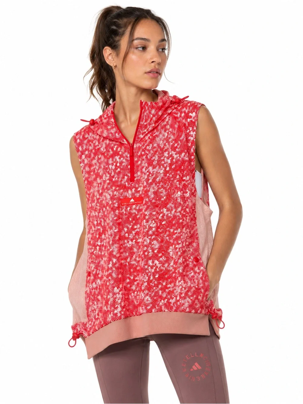Adidas Stella McCartney Adizero Run Gilet Hooded Vest XS Red Pink Oversized